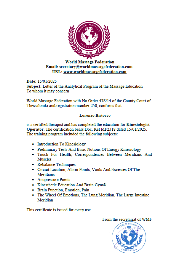 certificazione federazione internazionale massaggi lorenzo bistocco